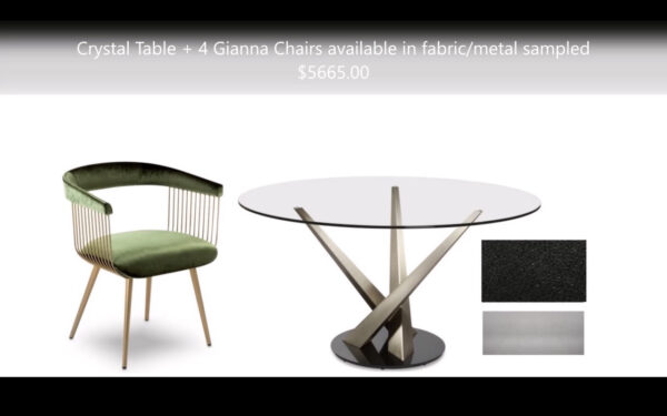 Crystal Table and 4 Gianna Chairs