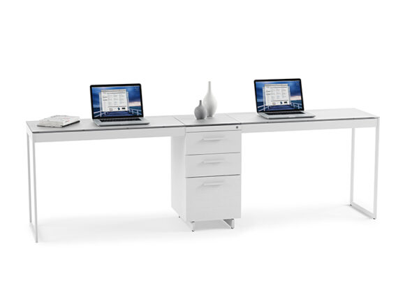 White Corridor Desk with Cabinet