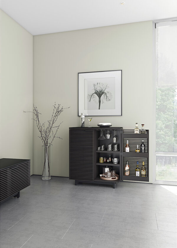 Cosmo Modern Storage Cabinet Double Opening Bar - Black
