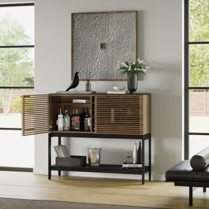 Cosmo Modern Storage Cabinet Double Opening Bar - Brown