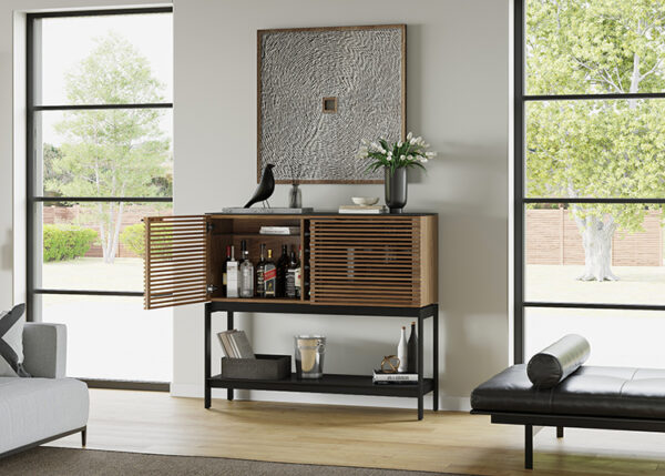 Cosmo Modern Storage Cabinet Double Opening Bar - Brown